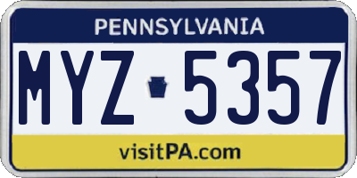 PA license plate MYZ5357
