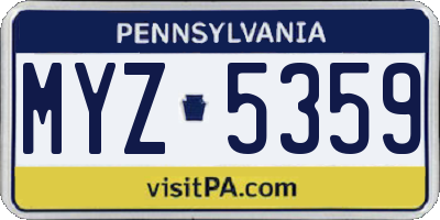 PA license plate MYZ5359