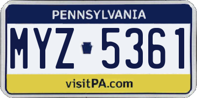 PA license plate MYZ5361