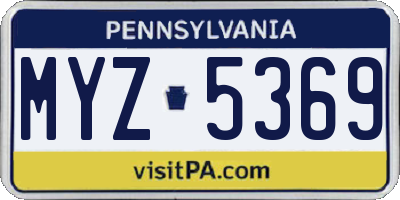 PA license plate MYZ5369