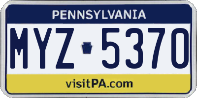 PA license plate MYZ5370