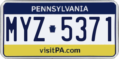 PA license plate MYZ5371