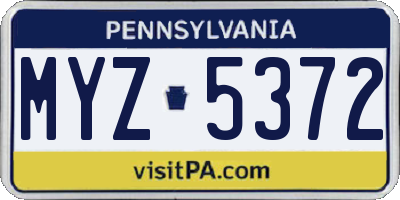 PA license plate MYZ5372