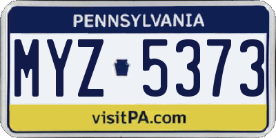 PA license plate MYZ5373