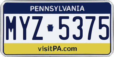 PA license plate MYZ5375