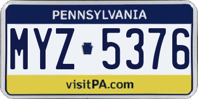 PA license plate MYZ5376