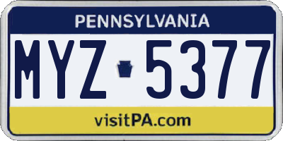 PA license plate MYZ5377