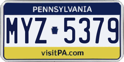 PA license plate MYZ5379