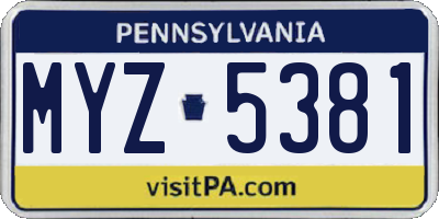PA license plate MYZ5381