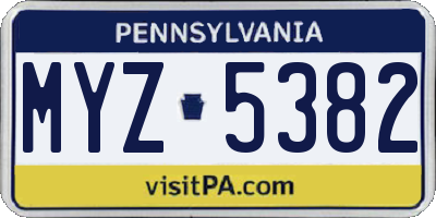 PA license plate MYZ5382