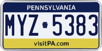PA license plate MYZ5383