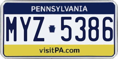 PA license plate MYZ5386