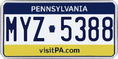 PA license plate MYZ5388