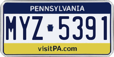 PA license plate MYZ5391