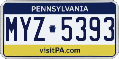 PA license plate MYZ5393