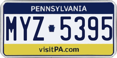 PA license plate MYZ5395