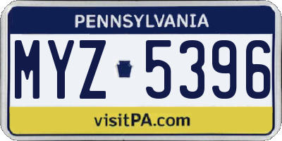PA license plate MYZ5396