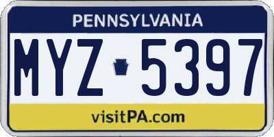 PA license plate MYZ5397