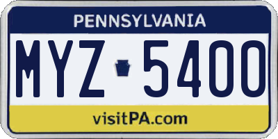 PA license plate MYZ5400