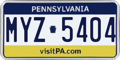 PA license plate MYZ5404