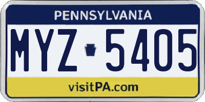 PA license plate MYZ5405