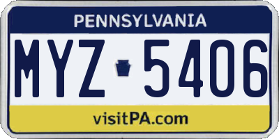 PA license plate MYZ5406