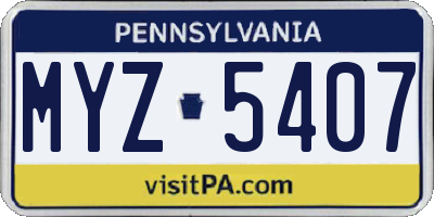 PA license plate MYZ5407