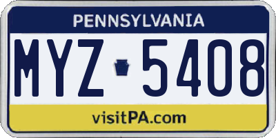 PA license plate MYZ5408
