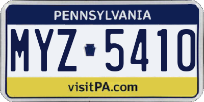 PA license plate MYZ5410
