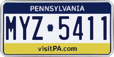 PA license plate MYZ5411