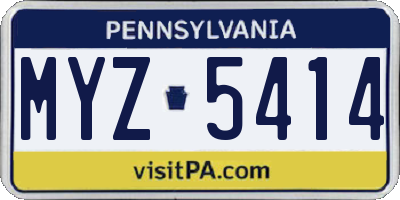 PA license plate MYZ5414