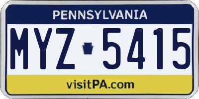 PA license plate MYZ5415