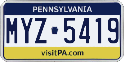 PA license plate MYZ5419