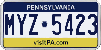 PA license plate MYZ5423