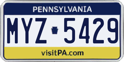 PA license plate MYZ5429