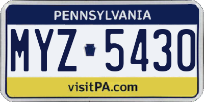 PA license plate MYZ5430