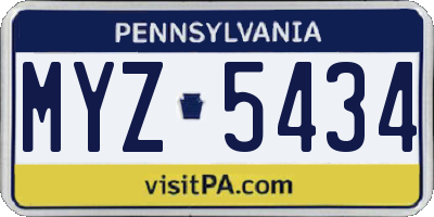 PA license plate MYZ5434
