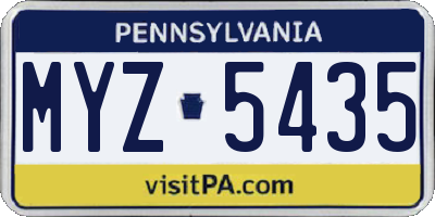 PA license plate MYZ5435