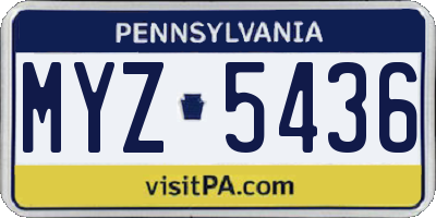 PA license plate MYZ5436