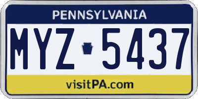 PA license plate MYZ5437