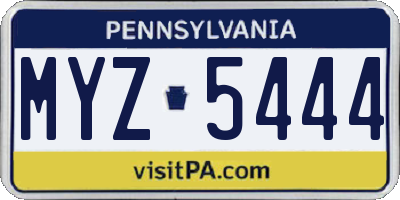 PA license plate MYZ5444