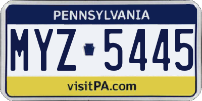 PA license plate MYZ5445