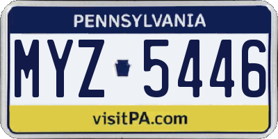 PA license plate MYZ5446