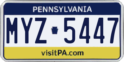 PA license plate MYZ5447