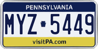 PA license plate MYZ5449
