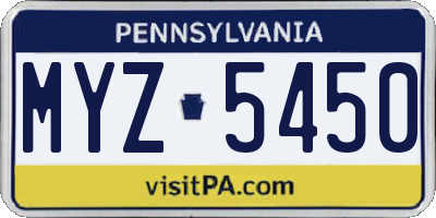PA license plate MYZ5450