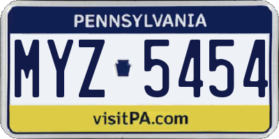 PA license plate MYZ5454