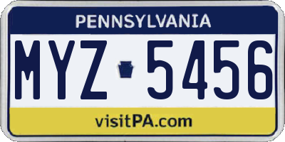 PA license plate MYZ5456