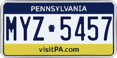 PA license plate MYZ5457
