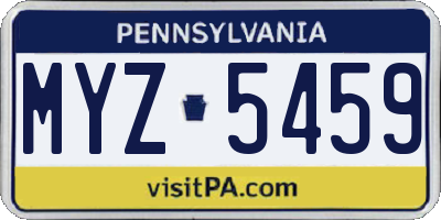PA license plate MYZ5459